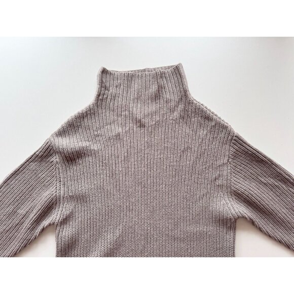 Aritzia WILFRED Montpellier Taupe Ribbed Mock Neck Mini Sweater Dress, Size S - Picture 6 of 16